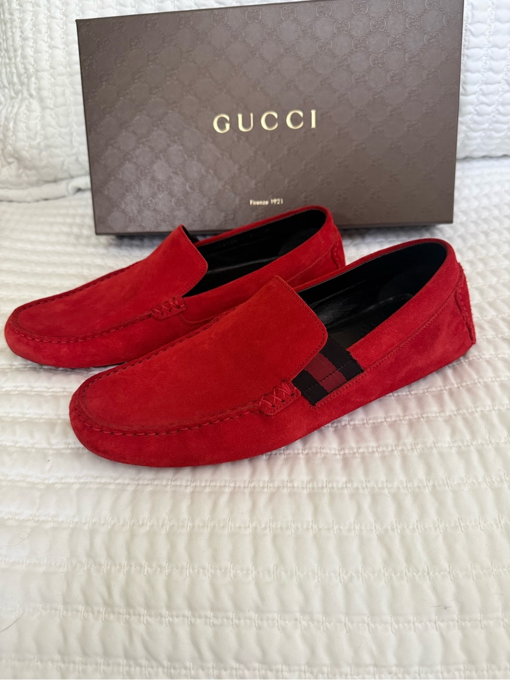 Gucci Men’s Red Suede Driving Loafers